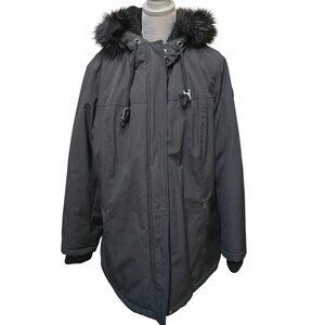 DKNY Women's Black Plus Size Hooded Winter Jacket 2X